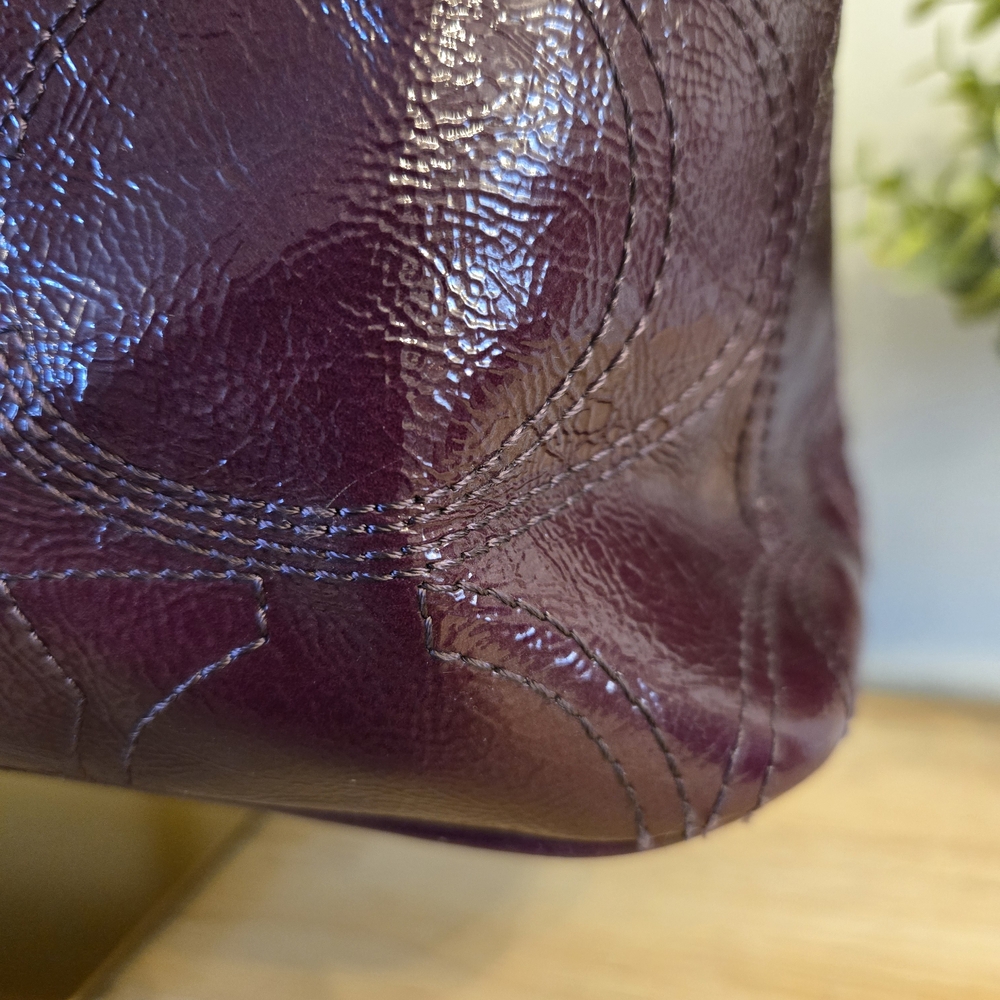 Y2K vintage Coach Signature Frame Carryall. Kisslock. Deep Plum. - Picture 5 of 14